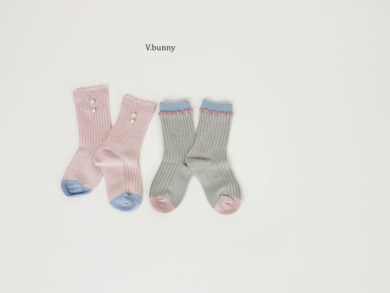 V Bunny - Korean Children Fashion - #kidsshorts - Pink Pearl Socks Set - 7