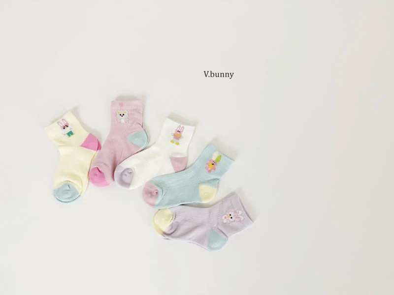 V Bunny - Korean Children Fashion - #kidsshorts - Keyring Socks Set - 2