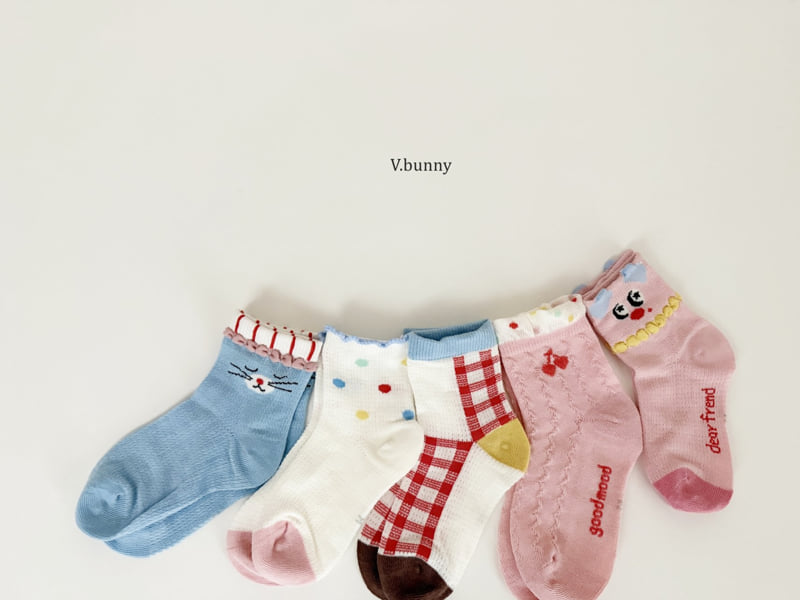 V Bunny - Korean Children Fashion - #kidsshorts - Dear Friend Socks Set - 6