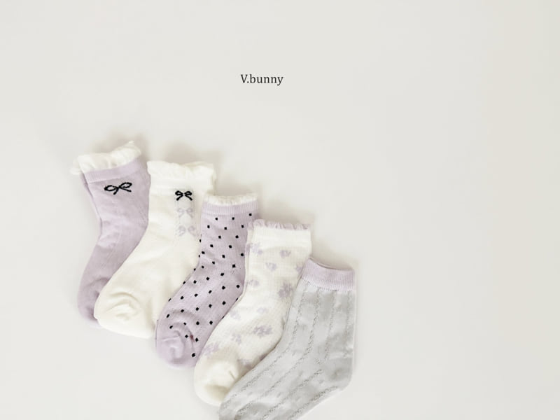 V Bunny - Korean Children Fashion - #kidsshorts - Mauve Socks Set - 4