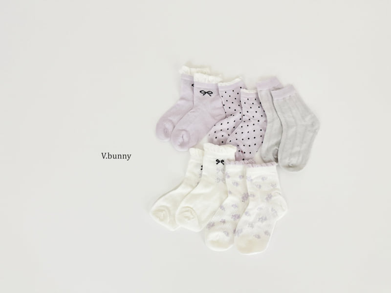 V Bunny - Korean Children Fashion - #kidzfashiontrend - Mauve Socks Set - 5