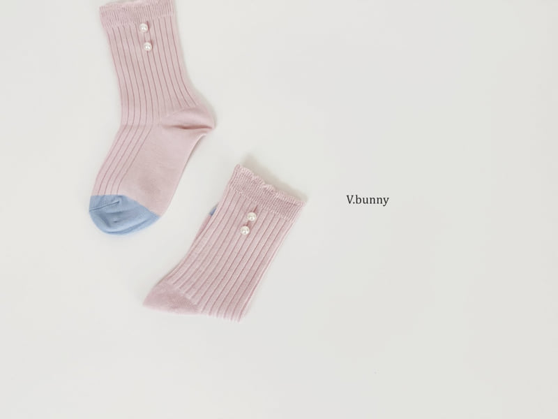 V Bunny - Korean Children Fashion - #littlefashionista - Pink Pearl Socks Set - 11