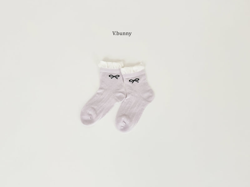 V Bunny - Korean Children Fashion - #littlefashionista - Mauve Socks Set - 7