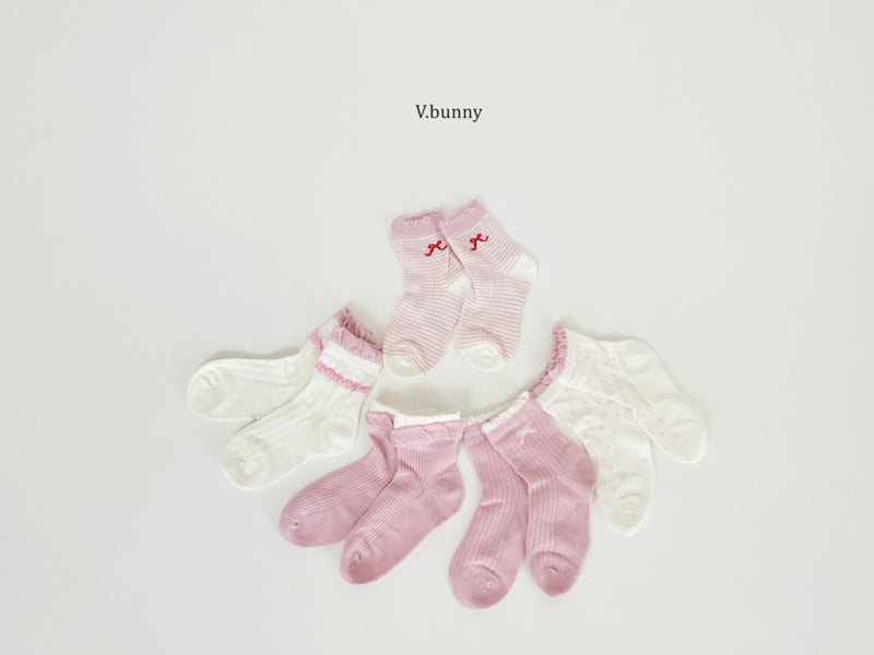 V Bunny - Korean Children Fashion - #magicofchildhood - Milk Ribbon Socks Set - 4
