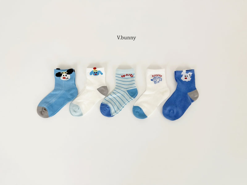 V Bunny - Korean Children Fashion - #prettylittlegirls - Blues Socks Set