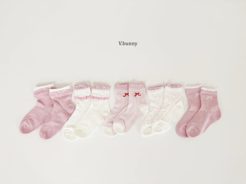 V Bunny - Korean Children Fashion - #prettylittlegirls - Milk Ribbon Socks Set - 5