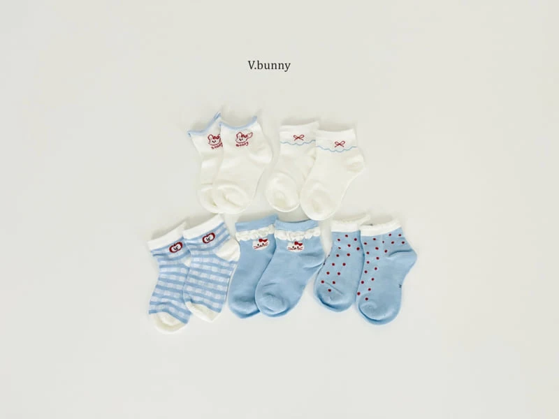 V Bunny - Korean Children Fashion - #stylishchildhood - Sunny Ribbon Socks Set - 5
