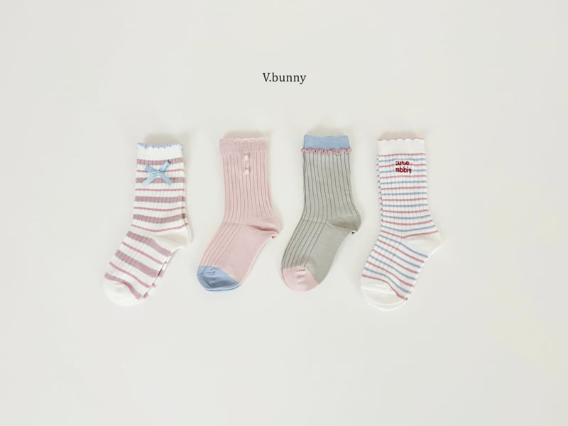 V Bunny - Korean Children Fashion - #stylishchildhood - Pink Pearl Socks Set