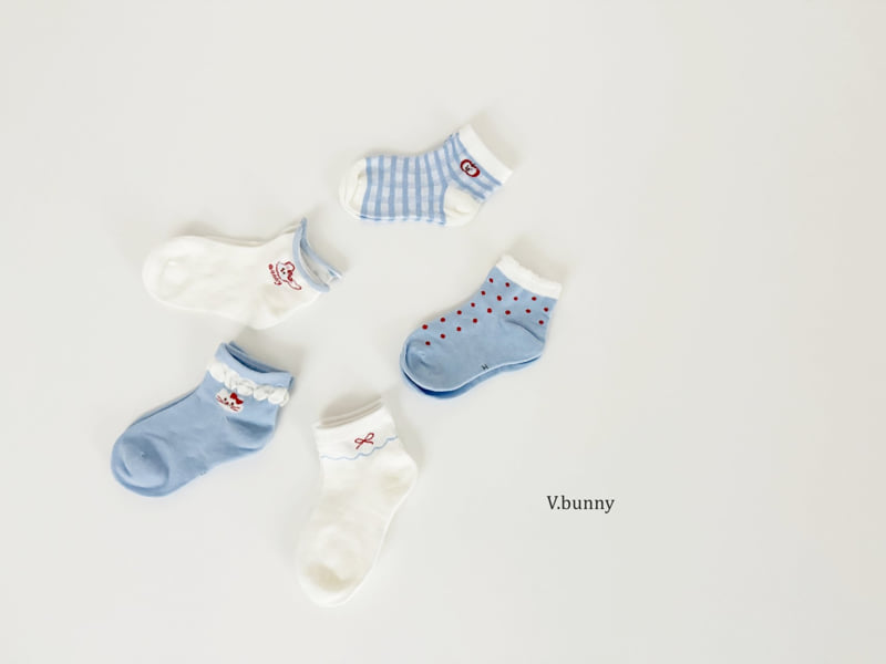 V Bunny - Korean Children Fashion - #todddlerfashion - Sunny Ribbon Socks Set - 3