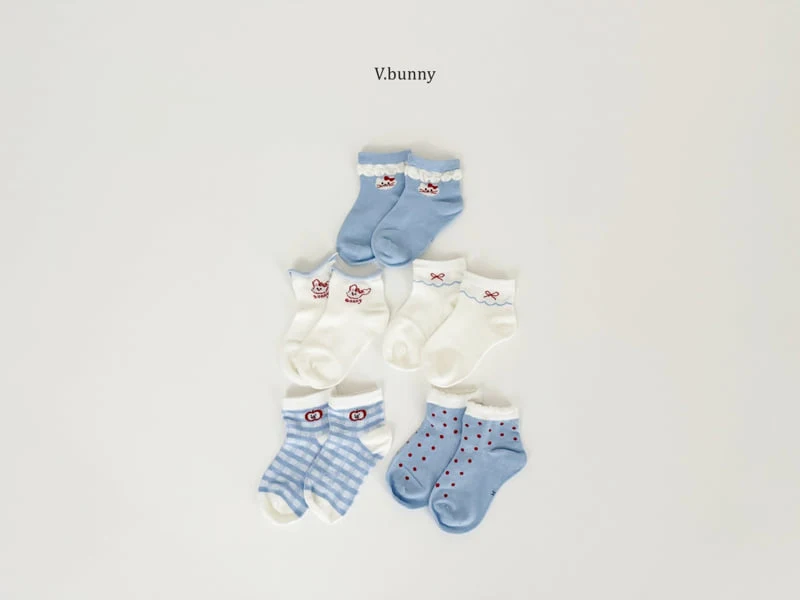 V Bunny - Korean Children Fashion - #todddlerfashion - Sunny Ribbon Socks Set - 4