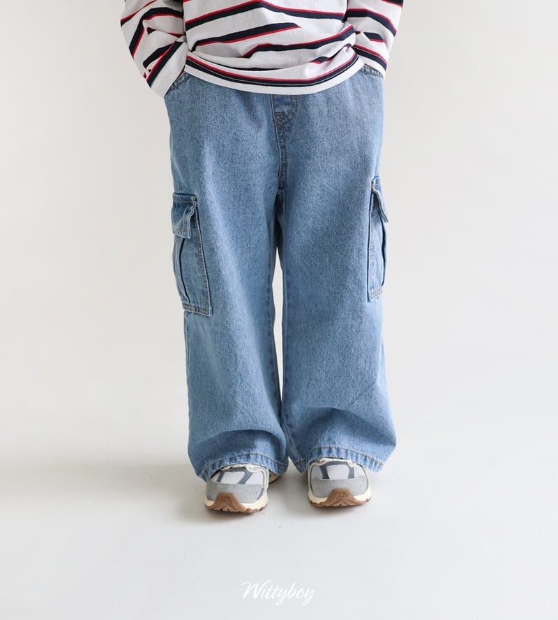 Witty Boy - Korean Children Fashion - #childrensboutique - Essential Cargo Denim Pants - 2