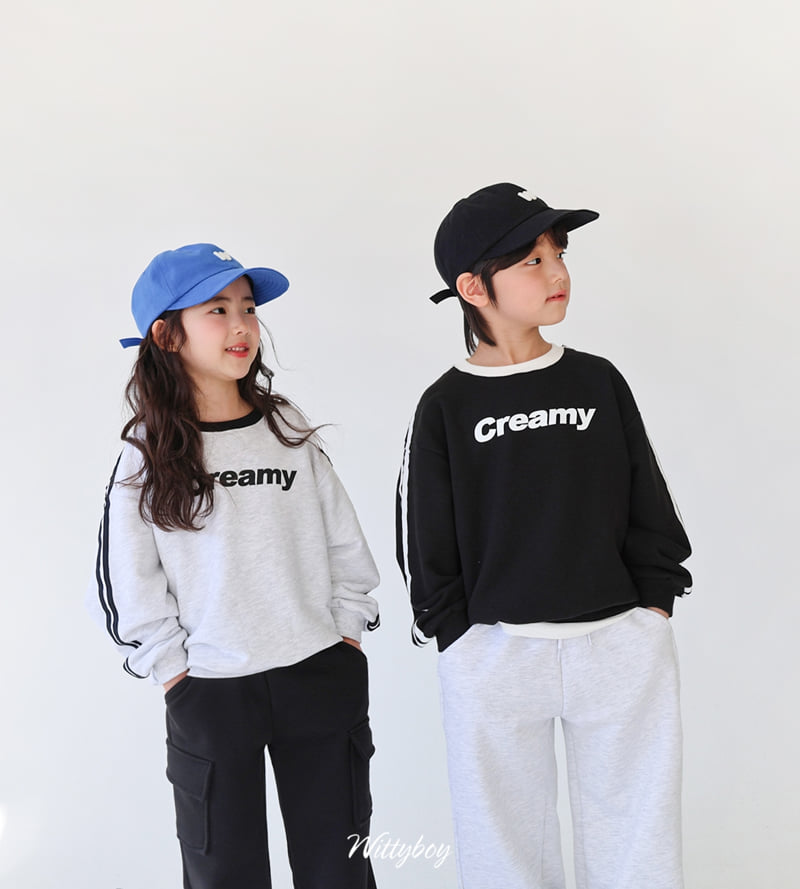Witty Boy - Korean Children Fashion - #discoveringself - Creamy Line Sweatshirt - 5