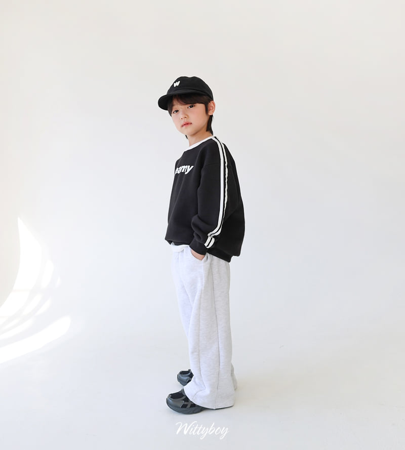 Witty Boy - Korean Children Fashion - #kidsshorts - Creamy Line Sweatshirt - 7