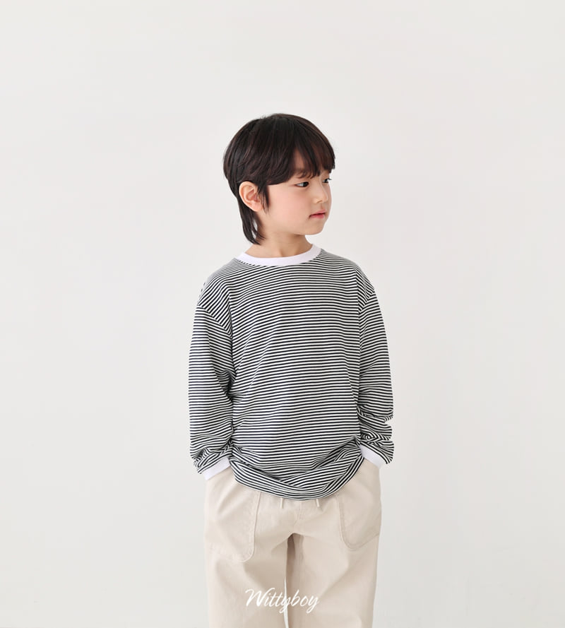 Witty Boy - Korean Children Fashion - #kidsshorts - Art Stripe Tee - 5