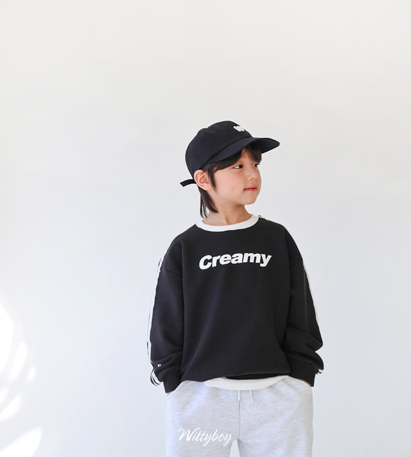 Witty Boy - Korean Children Fashion - #kidsstore - Creamy Line Sweatshirt - 8