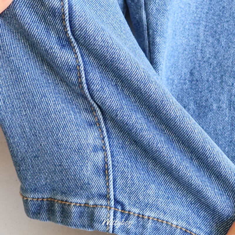 Witty Boy - Korean Children Fashion - #kidsstore - Curved Stretch Denim Pants - 2