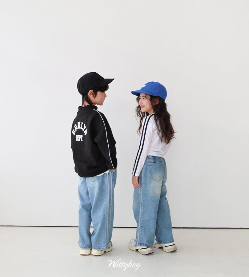 Witty Boy - Korean Children Fashion - #kidzfashiontrend - Double Line Washed Denim Pants - 8