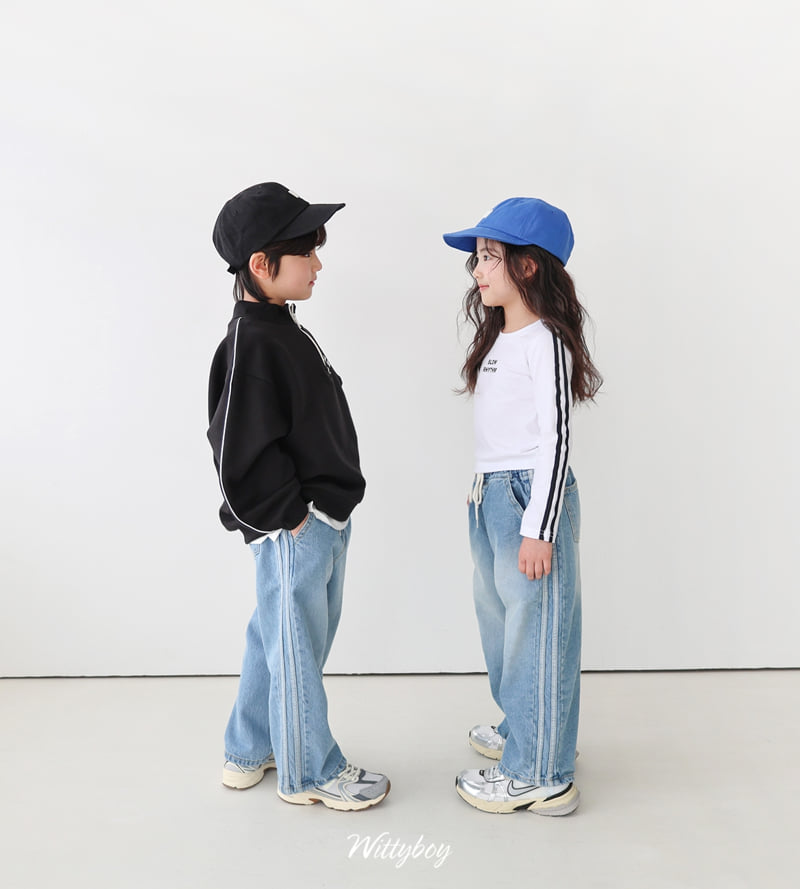 Witty Boy - Korean Children Fashion - #littlefashionista - Double Line Washed Denim Pants - 10