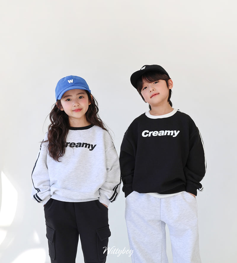 Witty Boy - Korean Children Fashion - #stylishchildhood - Creamy Line Sweatshirt