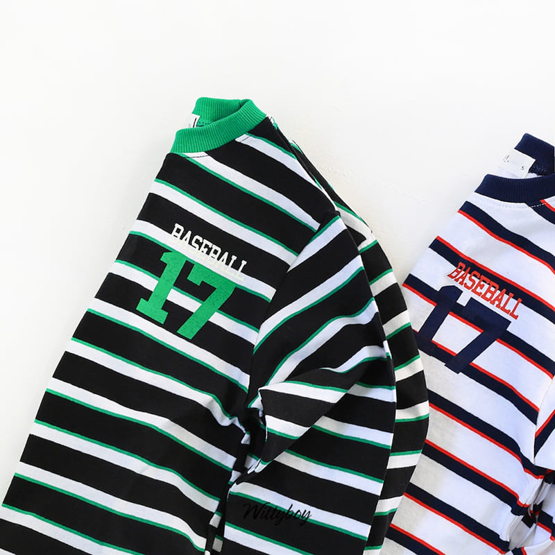 Witty Boy - Korean Children Fashion - #stylishchildhood - Baseball Stripe Tee - 3