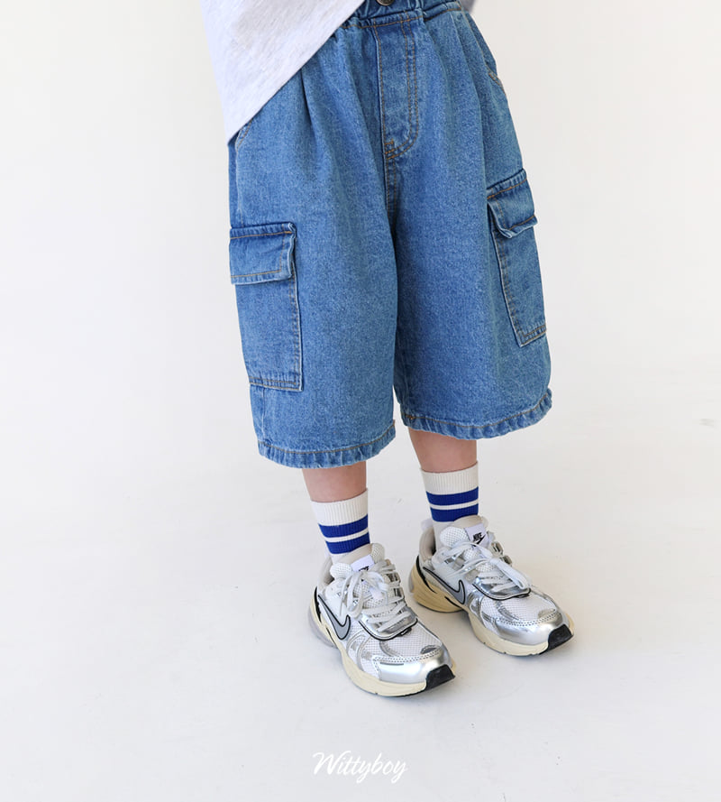 Witty Boy - Korean Children Fashion - #toddlerclothing - Bermuda Cargo Denim Pants - 2
