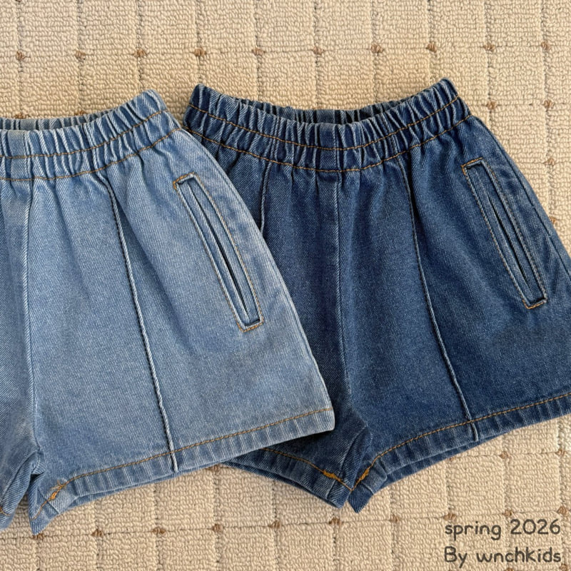 Wnch Kids - Korean Baby Fashion - #babyootd - Stitch Half Denim Pants - 6