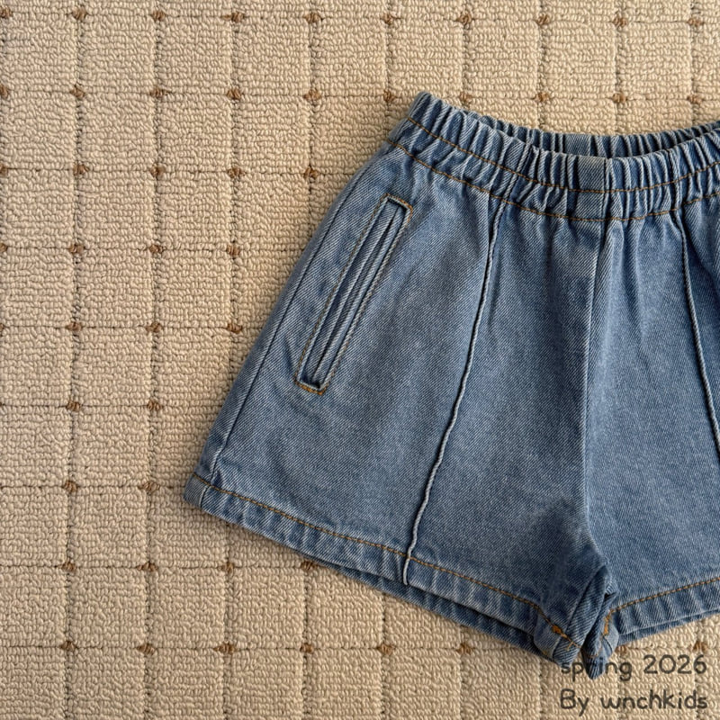 Wnch Kids - Korean Baby Fashion - #onlinebabyboutique - Stitch Half Denim Pants - 10