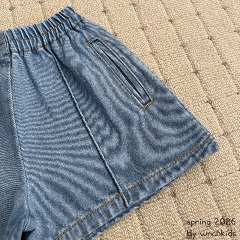 Wnch Kids - Korean Baby Fashion - #onlinebabyshop - Stitch Half Denim Pants - 11