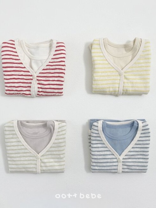 Pale Stripe Cardigan Set Pale Stripe Cardigan Set