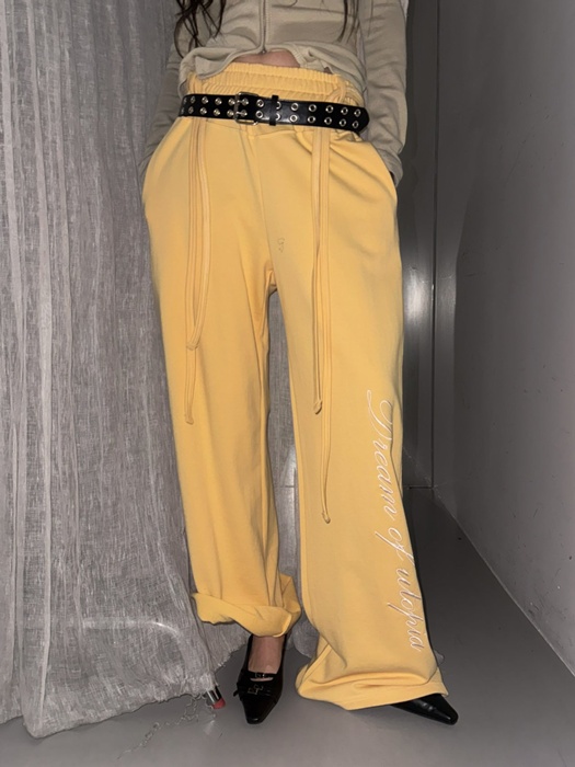 Lettering Embroidery Wide Pants Lettering Embroidery Wide Pants