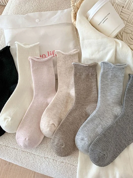 Fine Rib Roll Socks