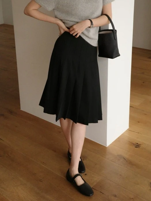 Summer Wool Midi Pleated Skirt Summer Wool Midi Pleated Skirt
