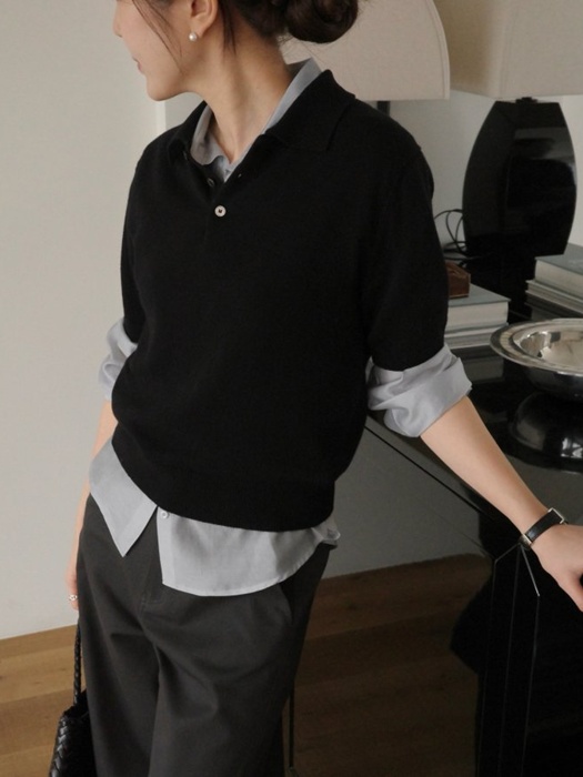 Half Slub Collar Knit Top Half Slub Collar Knit Top