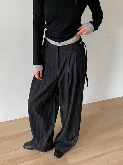 Stripe Long Belted Slacks Stripe Long Belted Slacks