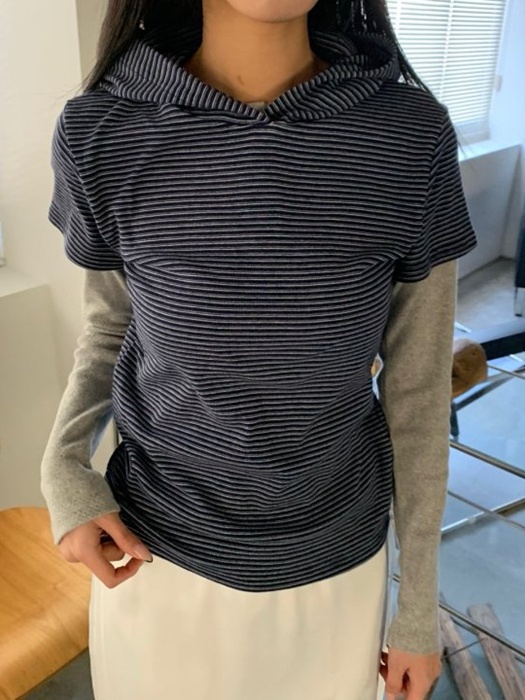 Stripe Hoodie Short Sleeve Tee Stripe Hoodie Short Sleeve Tee
