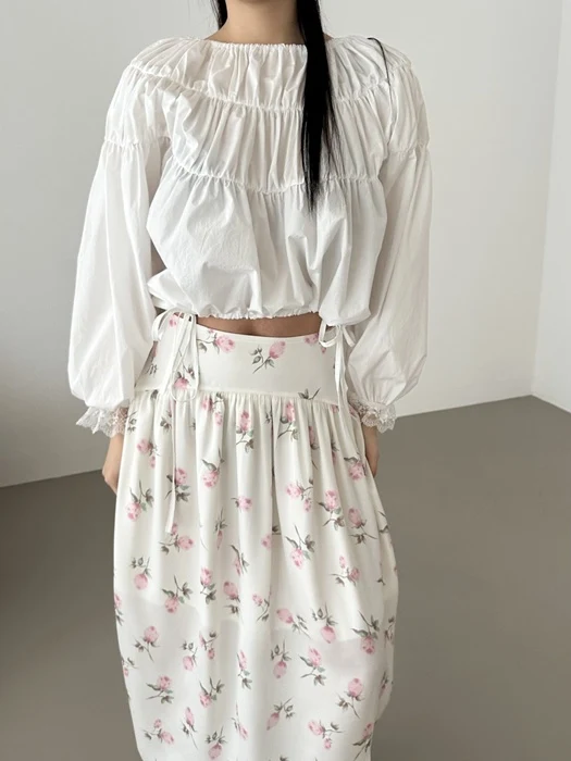 Lace Shirred Off-Shoulder Top Lace Shirred Off-Shoulder Top