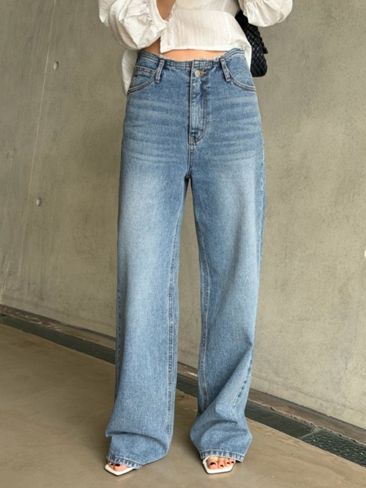 Muobi Mid Blue Wide Denim Pants Muobi Mid Blue Wide Denim Pants