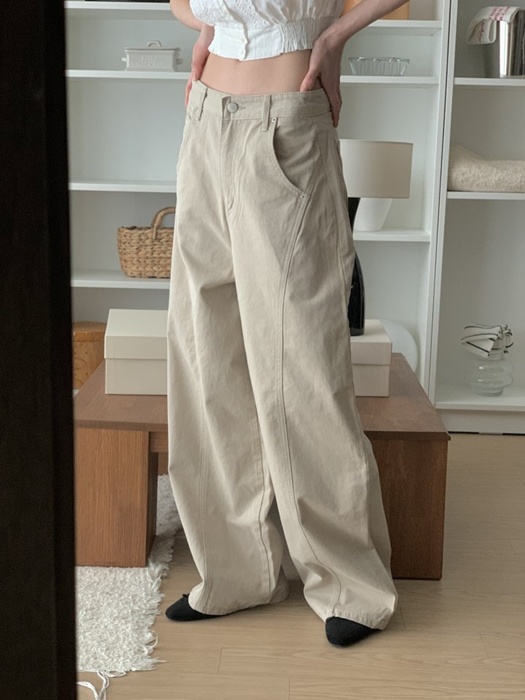Seam Balloon Curve Cotton Pants Seam Balloon Curve Cotton Pants
