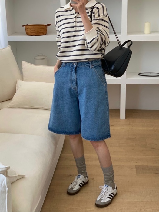 Diagonal Bermuda Denim Shorts Diagonal Bermuda Denim Shorts