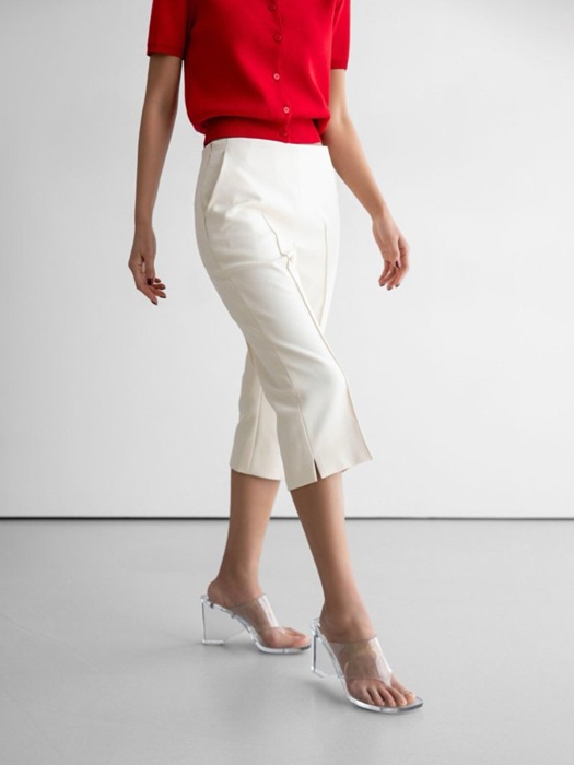 Crease Line Slit Midi Pants