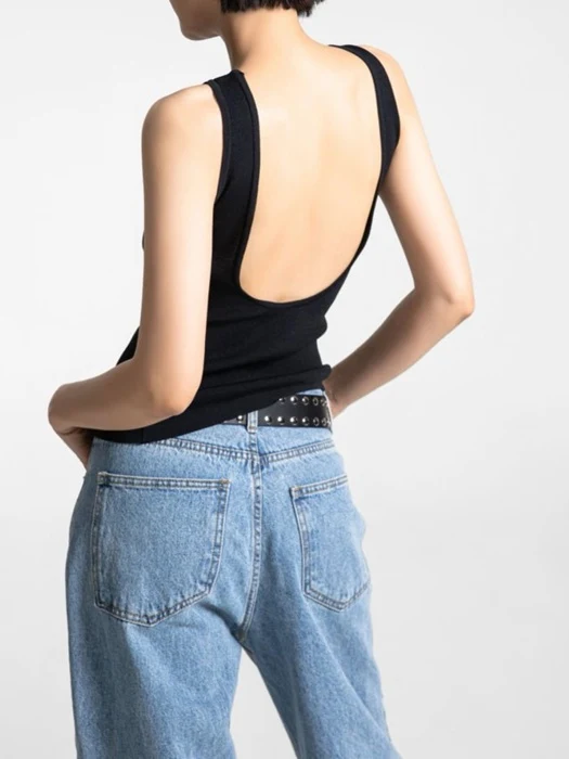 Classic Back Less Detail Sleeveless Knit Top