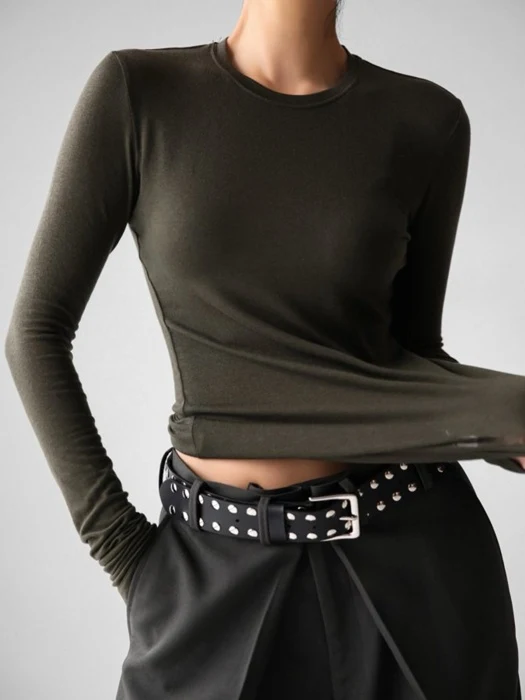 Classic Long Sleeved Sheer Slub Crewneck Tee