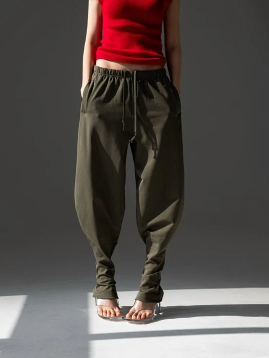 Curved Balloon Leg Jersey Pants