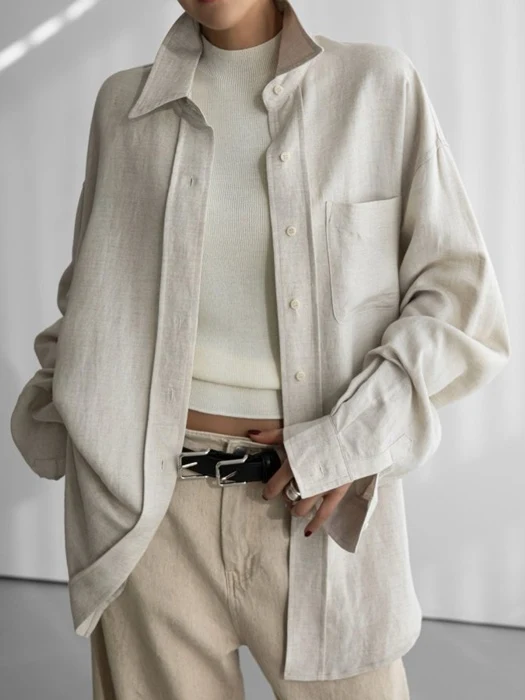 Soft Linen Oversized Button Down Shirt