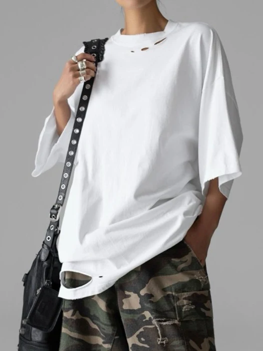 Oversized Pigment Cutted Detail Tee Oversized Pigment Cutted Detail Tee