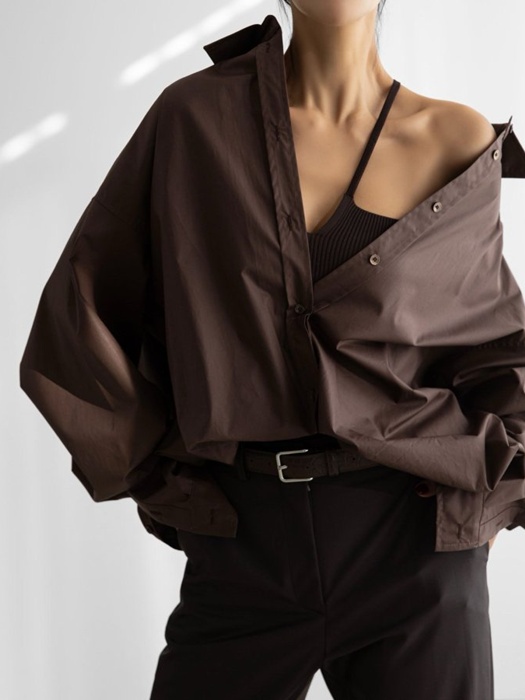 Balloon Fit Volume Cotton Button Down Shirt