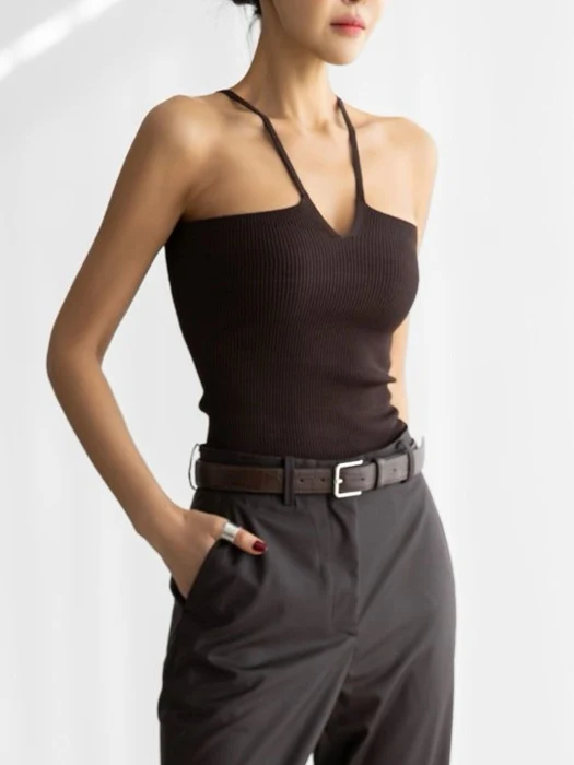 V – Line Strap Ribbed Knit Sleeveless Top V – Line Strap Ribbed Knit Sleeveless Top