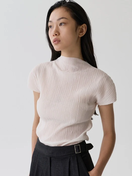 Fork Pleats Short Sleeve Tee