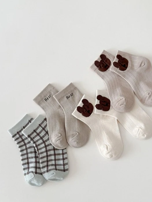 Bear Check Socks Set
