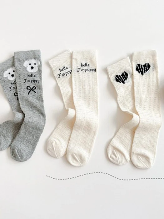 White Puppy Heart Half Tights Set